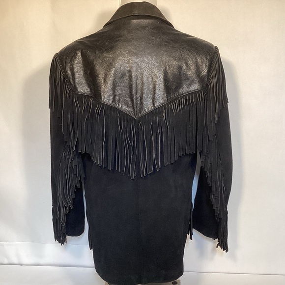 Wilsons Leather Vintage Women's Western Fringed Black Leather Jacket size small - Picture 4 of 14